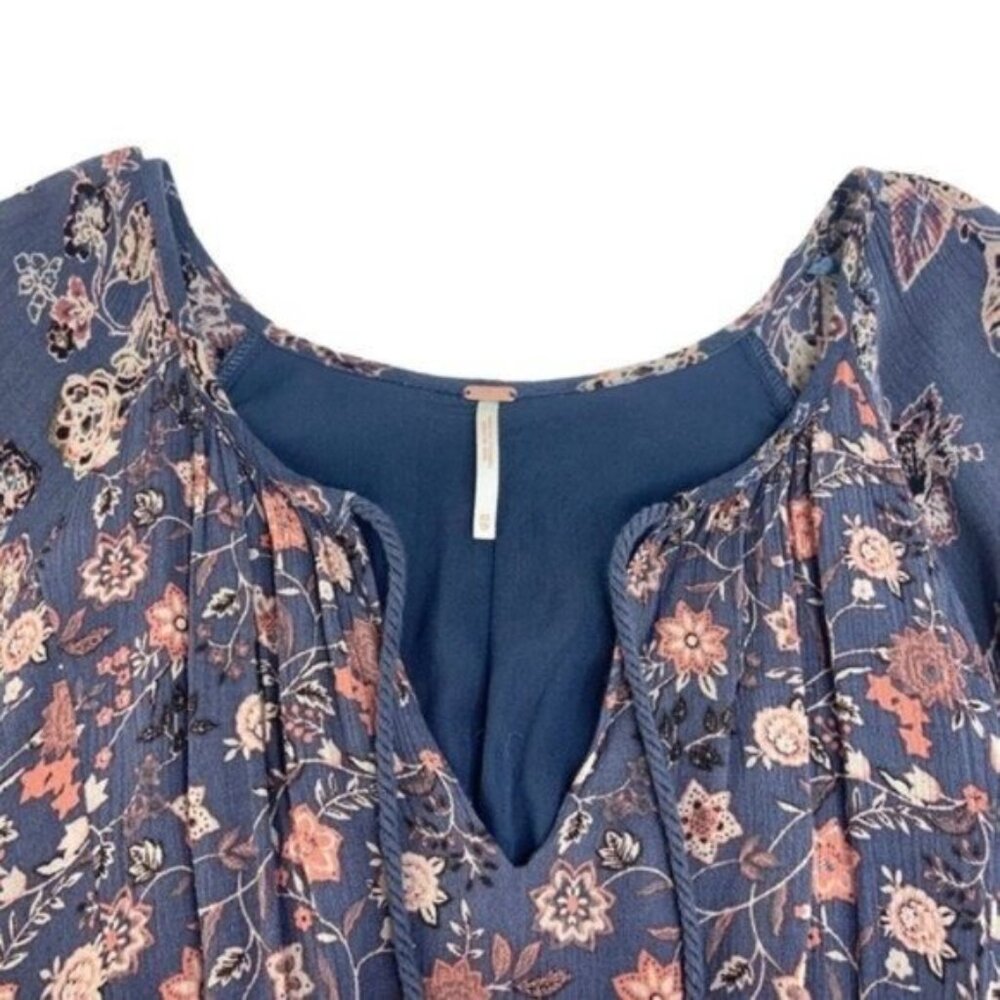 Free People Blue Floral Bohemian Mini Dress - Picture 3 of 10